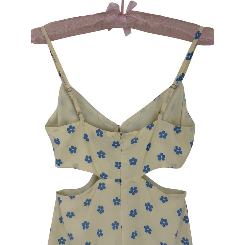 NWT Cider Floral Cutout & Keyhole Cream & Blue Boho Cottagecore Mini Dress - Picture 7 of 16